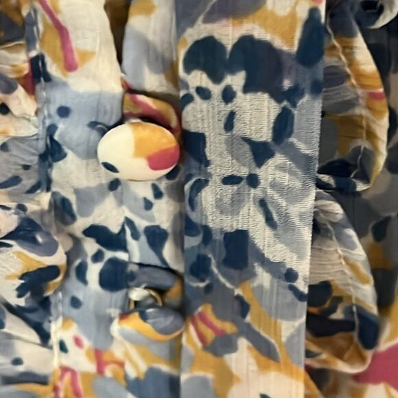 LAUREN RALPH LAUREN FLORAL CRINKLE GEORGETTE TIE NECK TIERED DRESS SIZE 10 - Picture 8 of 15